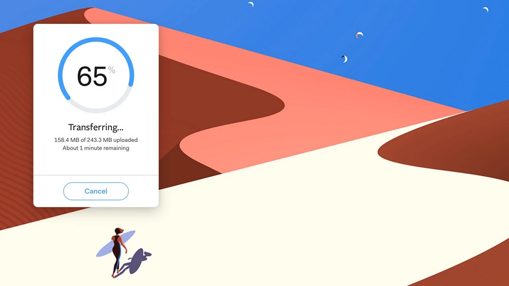 Przesyłanie plików przez V Transfer (WeTransfer)