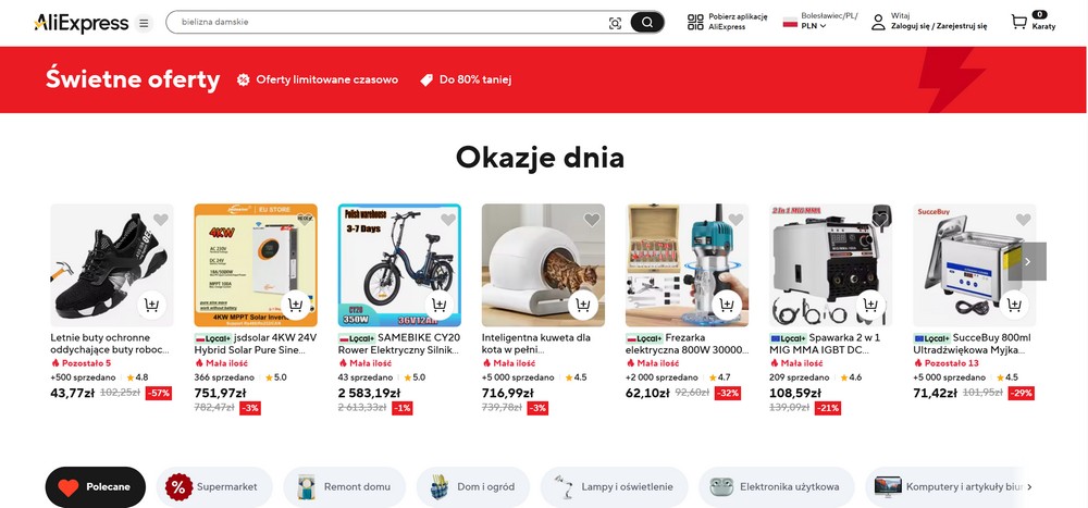 AliExpress – przykładowe promocje i zniżki do 80% w 2026 roku