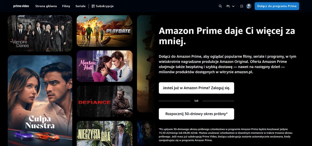 Amazon Prime Video – platforma mediów strumieniowych (streaming) z filmami i serialami