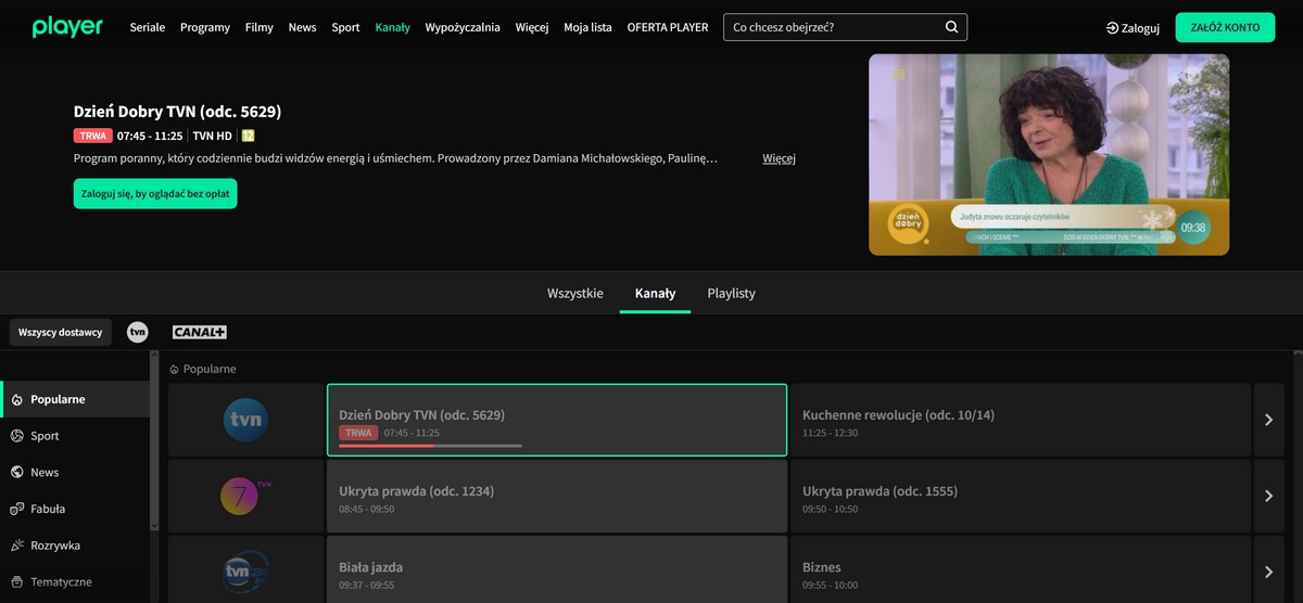 Player.pl – najlepsza telewizja internetowa za darmo z kanałami TVN na żywo