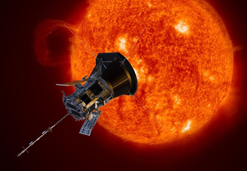 Słońce i sonda Parker Solar Probe NASA badająca koronę słoneczną z bliskiej odległości