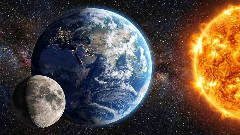 Ziemia w układzie słonecznym widziana z kosmosu – trzecia planeta od Słońca, atmosfera, oceany