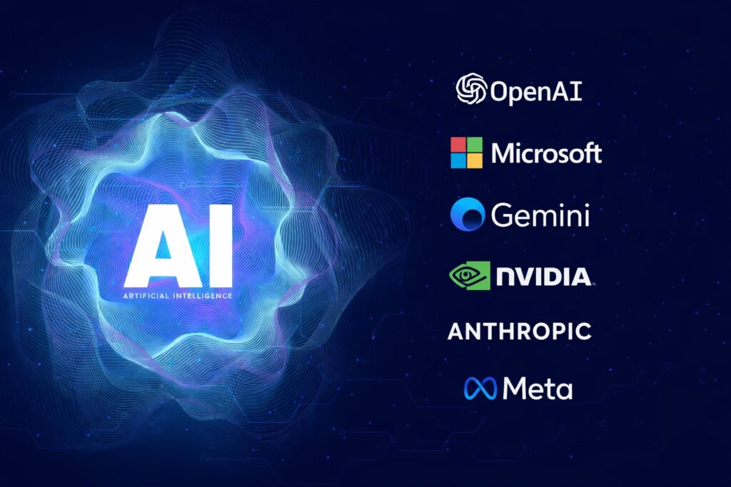 Najważniejsze firmy AI na świecie – OpenAI, Microsoft, Google Gemini, NVIDIA, Anthropic i Meta w globalnym ekosystemie sztucznej inteligencji