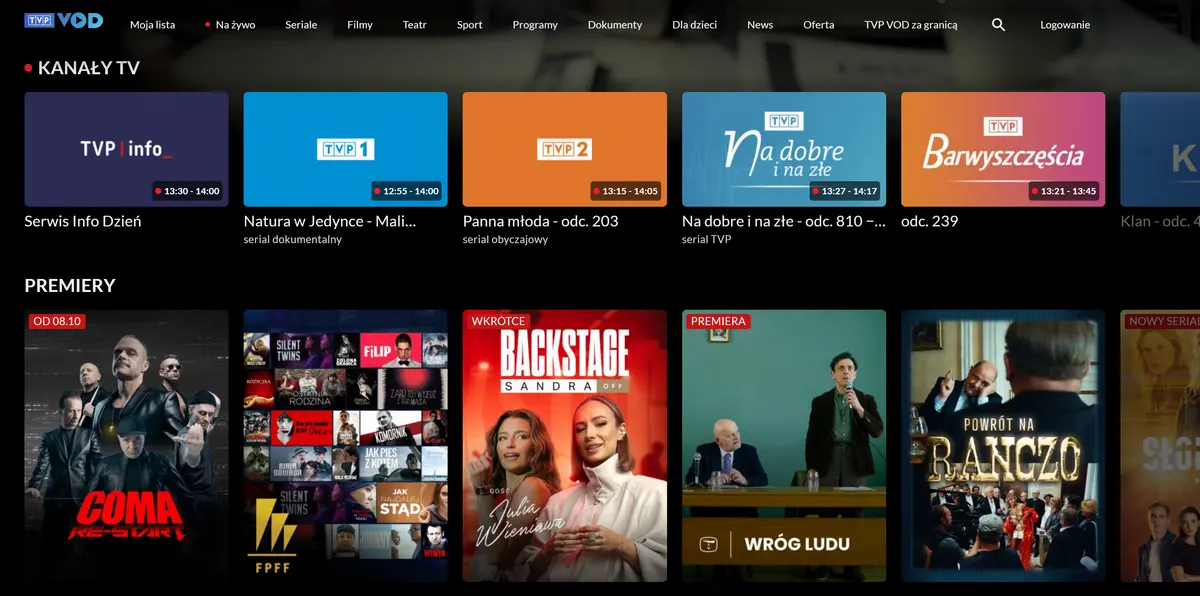 TVP VOD – kanały TV na żywo, premiery, filmy i seriale online